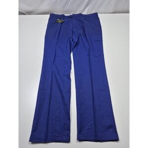 VTG Giorgio Inserti Dress Pants Mens 40x34 Royal Blue Linen Flat Front NWT